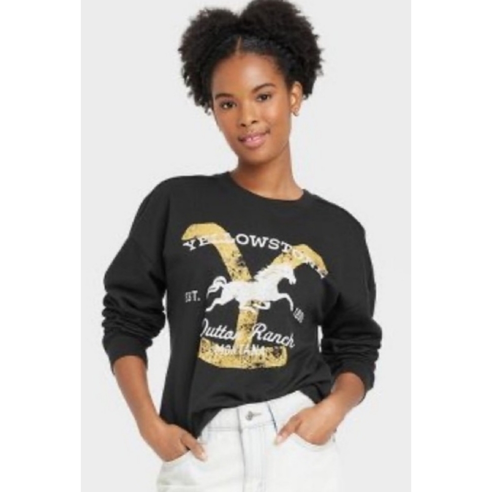 YELLOWSTONE Dutton Ranch Graphic Sweatshirt Black Size S